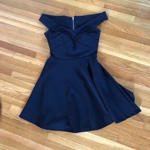 NWOT navy blue windsor off shoulder dress